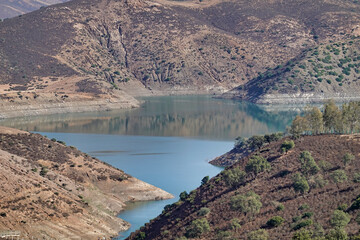 Wall Mural - Beautiful landscape  with hills and lake