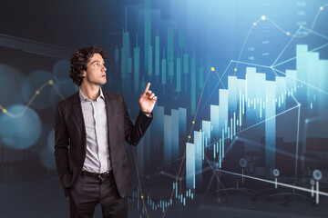 Aufkleber - focused young businessman looking at stock exchange charts