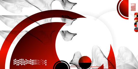 Wall Mural - Abstract background of lines and figures in the Japanese style red black white minimalism. White background vector illustration