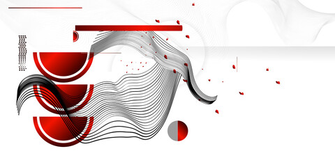 Wall Mural - Abstract background of lines and figures in the Japanese style red black white minimalism. White background vector illustration