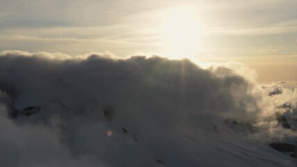 Wall Mural - aerial dramatic north cascade mountains winter sunset