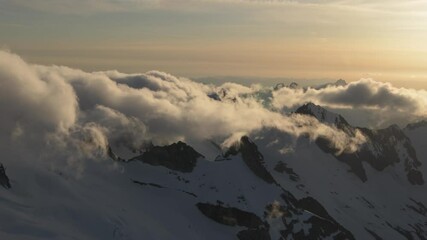Wall Mural - aerial dramatic north cascade mountains winter sunset