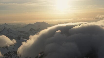 Wall Mural - aerial dramatic north cascade mountains winter sunset