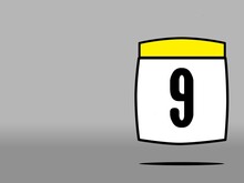 Modern Yellow And White Calendar With Number Nine On Gray Background