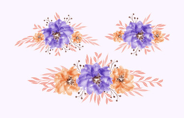 Sticker - Set of watercolor bouquet floral decoration