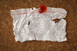 © Leigh Prather - Worn and faded index card pinned with red tack. Blank copy space for notice, message, or reminder.