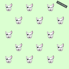 seamless pattern with dog , face frenchbulldog