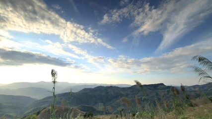 Wall Mural - time lapse landscape View morning sun light and Mountain 