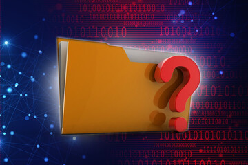 Poster - 3d rendering file folder with question symbol