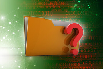 Poster - 3d rendering file folder with question symbol