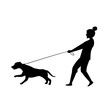 © VecTerrain - dog pulling on the leash silhouette vector graphic
