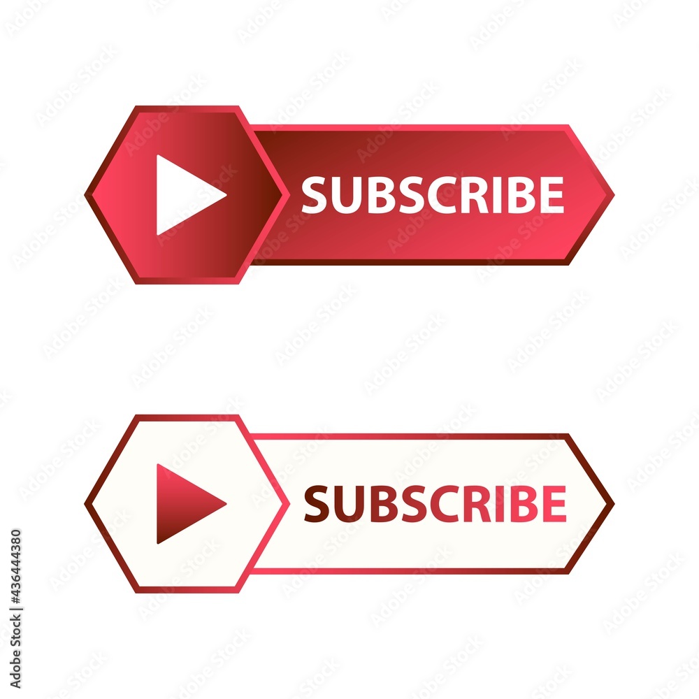 Red Subscribe Button in Flat Style Vector Illustration, Stylish ...