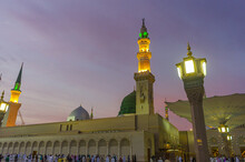 The  Eveing Shot Of Holy Masjid Al Nabawi At Madinah
