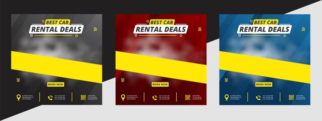 Car rental promotion social media post banner template