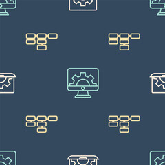 Aufkleber - Set line Web development, Site map and on seamless pattern. Vector