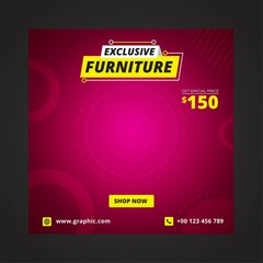 Wall Mural - Exclusive furniture social media post banner template design