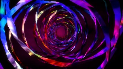 Wall Mural - Abstract background 3D shiny spiral and concentric blue shapes moving, fluctuating and glittering in a space
