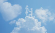 Marriage Proposal shaped cloud on blue sky and white clouds, Symbol of pure love. concept of romantic love.