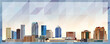 Tampa skyline vector colorful poster on beautiful triangular texture background