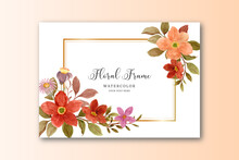 Watercolor Brown Flower Frame Background