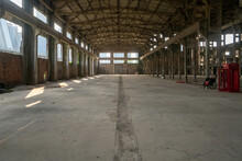 Interior Space Of Abandoned Factory Warehouse