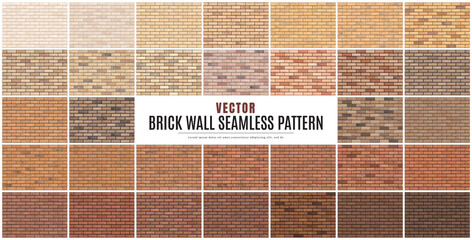 Wall Mural - block brick wall seamless pattern collection set texture background