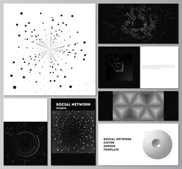 Poster - Vector layouts of social network mockups for cover design, website design, website backgrounds or advertising.Black color technology background. Digital visualization of science, medicine,tech concept