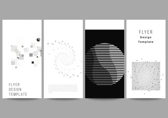 Poster - Vector layout of flyer, banner design templates for website advertising design, vertical flyer design. Abstract technology black color science background. Digital data visualization. High tech concept