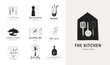 Cooking, baking and homemade food collection of hand drawn logos. Trendy modern illustrations, coffee shop and restaurant concept logo design