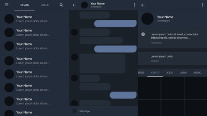 messenger desktop template. mockup with messenger interface . vector illustration