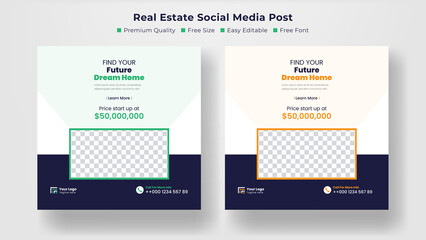 Wall Mural - real estate modern home sale social media post banner design template for digital marketing. with el
