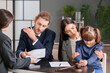 © Pixel-Shot - Young couple and their daughter visiting divorce lawyer in office