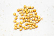 several unpolished yellow proso millet on gray