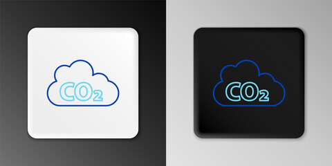 Sticker - Line CO2 emissions in cloud icon isolated on grey background. Carbon dioxide formula, smog pollution concept, environment concept. Colorful outline concept. Vector