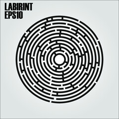 Wall Mural - Round labyrinth on a white background