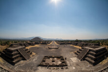Pyramid Of The Sun And Avenue Of The Dead At The Ancient Aztec City Of Teotihuacan Near Mexico City, Mexico.