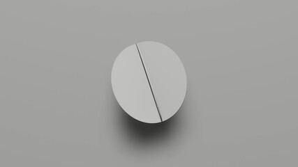 Wall Mural - 3d rendering white geometric shape rotates in random direction. abstract simple seamless loop animat