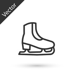 Sticker - Grey line Skates icon isolated on white background. Ice skate shoes icon. Sport boots with blades. Vector