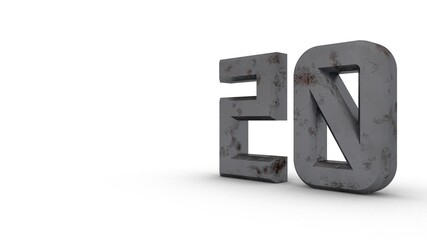 Poster - Gray textured 3d number 