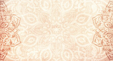 Soft Earthy Terracotta Sandstone Textured Background With Mandala Decorations - Copy Space, Frame