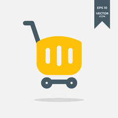 Shopping cart or shopping trolley  icon  Design Template. Illustration vector graphic. simple flat icon isolated on white background.  Perfect for your web site design, logo, app, UI