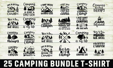set of camping quotes. summer lettering text. explore more. creative vector illustration in black an