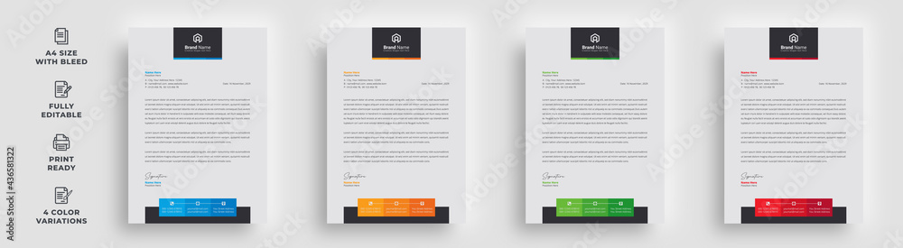 letterhead flyer business corporate newest trendy professional unique newsletter magazine single poster template design with logo - obrazy, fototapety, plakaty 