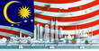 Illustration Anniversary celebration Malaysia day in national flag background.