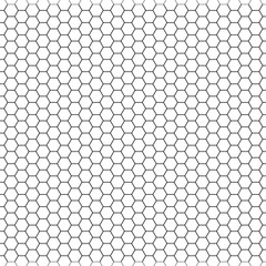 Wall Mural - Honey hexagon bee hive black and white honeycomb pattern seamless background vector.