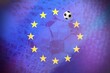 European flag with a soccer ball .Concept of european cup.