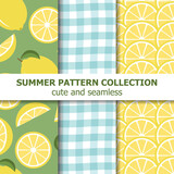 Fototapeta Dinusie - summer pattern collection. Lemon theme. Summer banner