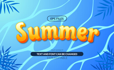 Aufkleber - 3d yellow Summer sea water wave editable text effect. eps vector file. cool trendy