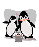 Fototapeta Las - penguin, penguin illustration on white background, graphic flat penguin graphics, family of penguins 