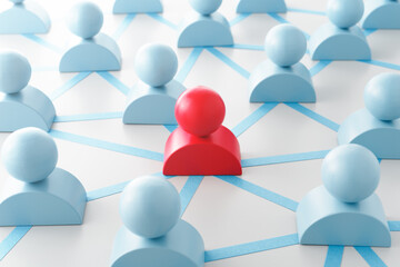 People networking and influential person.　Person shape blocks and network structure.